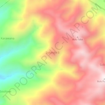 Topografisk kort Sidondo Ii, højde, terræn