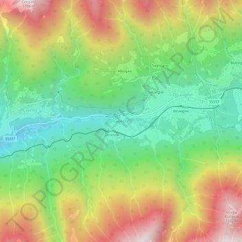 Topografisk kort Gagnone, højde, terræn