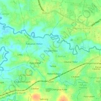 Topografisk kort Cibunarmujia, højde, terræn