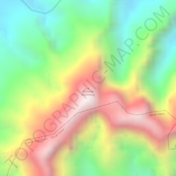 Topografisk kort Gunung Malintang, højde, terræn