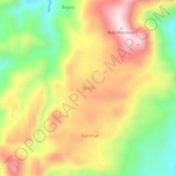 Topografisk kort Bulili, højde, terræn