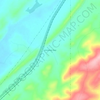 Topografisk kort Limestone Gap, højde, terræn