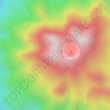 Topografisk kort Gunung Rajabasa, højde, terræn