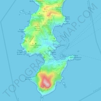 Topografisk kort Giancos, højde, terræn