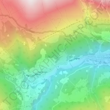 Topografisk kort Pradelle, højde, terræn