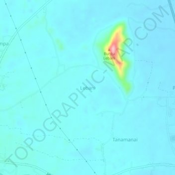 Topografisk kort Lebani, højde, terræn