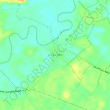 Topografisk kort Kota Lama, højde, terræn