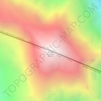 Topografisk kort Mount Saint Elias, højde, terræn