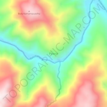 Topografisk kort Peana, højde, terræn
