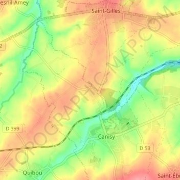 Topografisk kort Bourdaux, højde, terræn