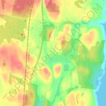 Topografisk kort Godmersta, højde, terræn