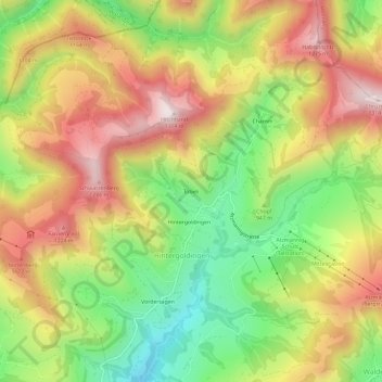 Topografisk kort Töbeli, højde, terræn