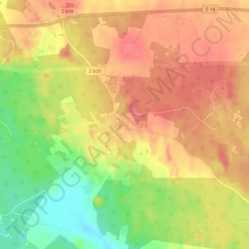 Topografisk kort Tullus, højde, terræn