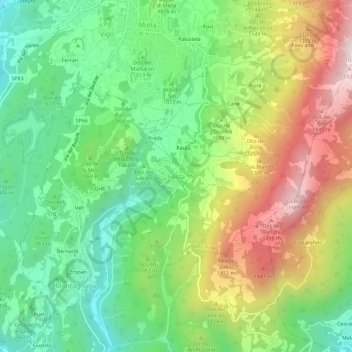 Topografisk kort Faida, højde, terræn