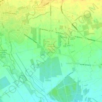 Topografisk kort Passariano, højde, terræn