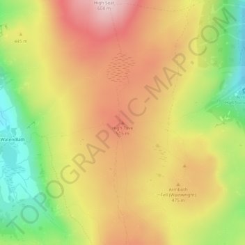Topografisk kort High Tove, højde, terræn