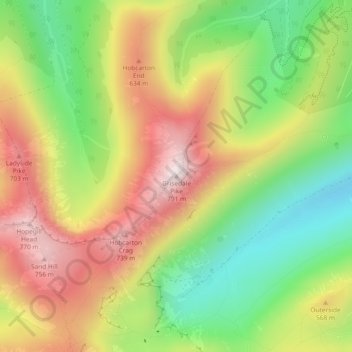 Topografisk kort Grisedale Pike, højde, terræn