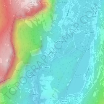 Topografisk kort Isoletta, højde, terræn