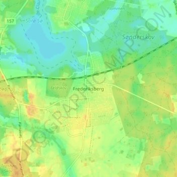 Topografisk kort Frederiksberg, højde, terræn