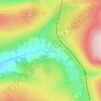 Topografisk kort Lea Yeat, højde, terræn