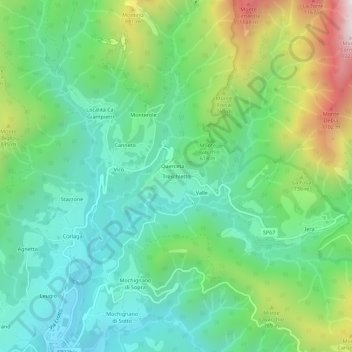Topografisk kort Treschietto, højde, terræn
