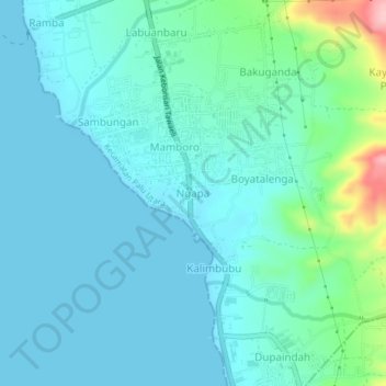 Topografisk kort Ngapa, højde, terræn