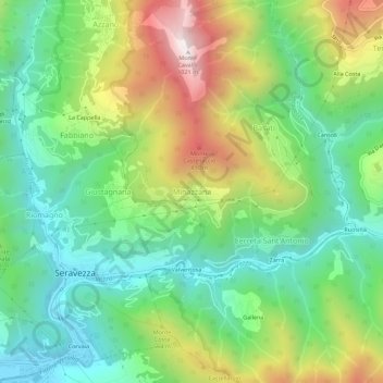Topografisk kort Minazzana, højde, terræn