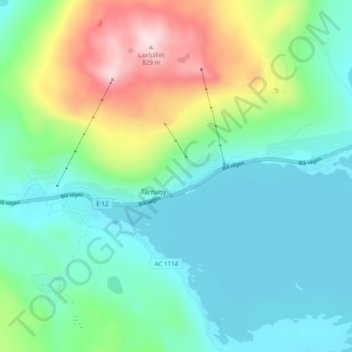 Topografisk kort Tärnaby, højde, terræn