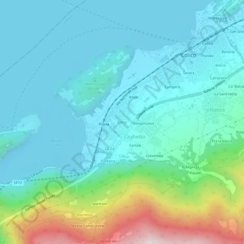 Topografisk kort Corte, højde, terræn