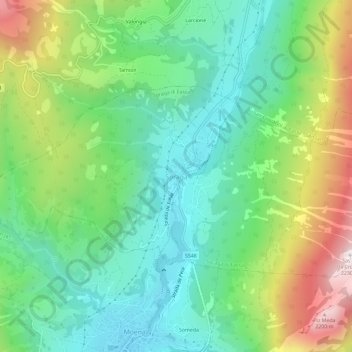 Topografisk kort Soraga, højde, terræn