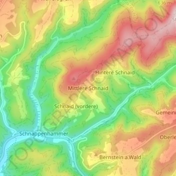 Topografisk kort Mittlere Schnaid, højde, terræn