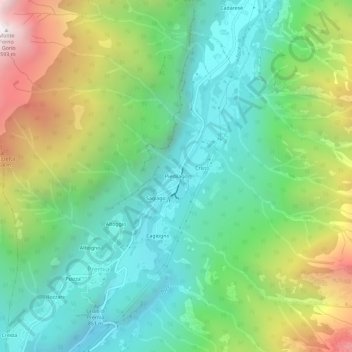 Topografisk kort Piedilago, højde, terræn