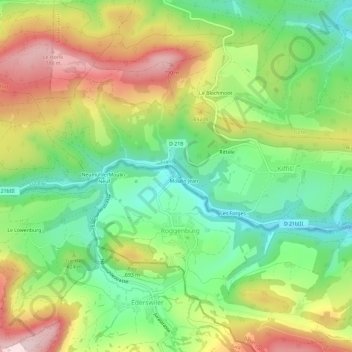 Topografisk kort Sägemühle, højde, terræn