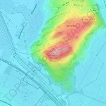 Topografisk kort Benkner Büchel, højde, terræn