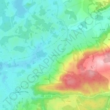 Topografisk kort Staltannen, højde, terræn