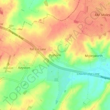 Topografisk kort Bythorn, højde, terræn
