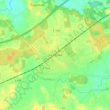 Topografisk kort Vikingstad, højde, terræn