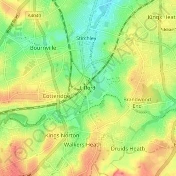 Topografisk kort Lifford, højde, terræn