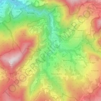 Topografisk kort Fenecchio, højde, terræn