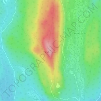 Topografisk kort Brindåsberget, højde, terræn