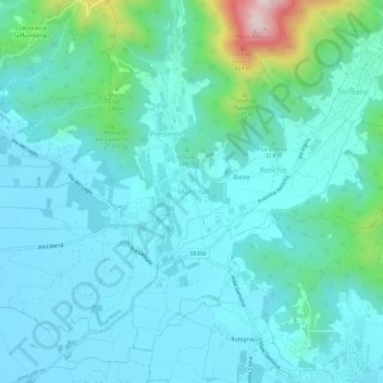 Topografisk kort Montina, højde, terræn