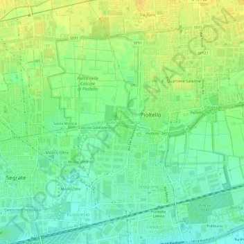 Topografisk kort Molino Ortolina, højde, terræn
