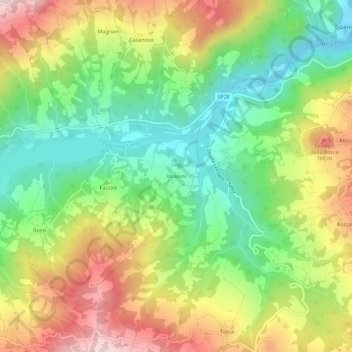 Topografisk kort Vicanini, højde, terræn