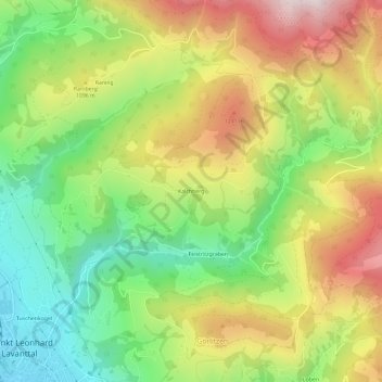 Topografisk kort Kalchberg, højde, terræn