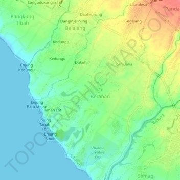 Topografisk kort Batugaing, højde, terræn