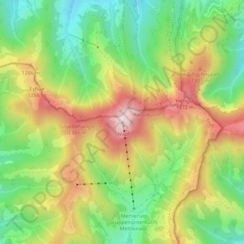 Topografisk kort Napf, højde, terræn