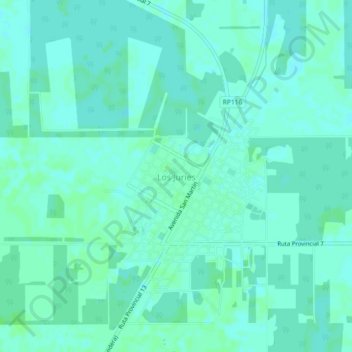 Topografisk kort Los Juries, højde, terræn