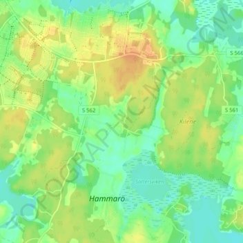 Topografisk kort Torp, højde, terræn