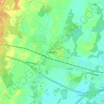 Topografisk kort Smedby, højde, terræn