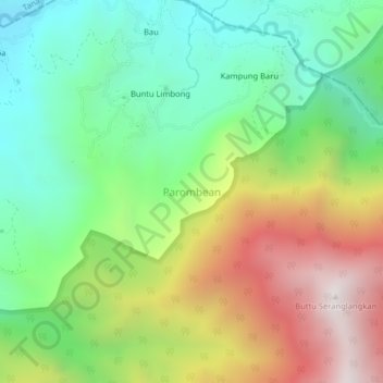 Topografisk kort Parombean, højde, terræn